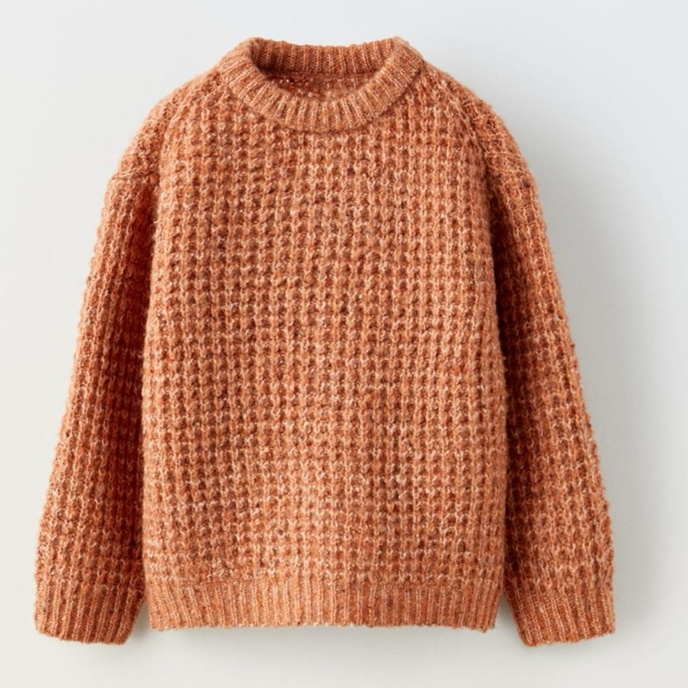 Zara waffle knit toddler orange sweater 18-24 months